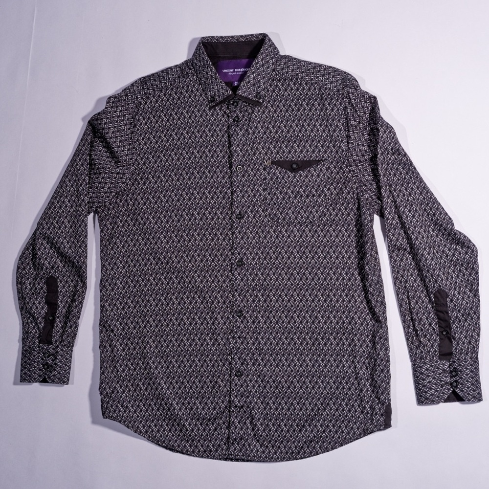 Stylish Black and White Patterned Men's Shirt